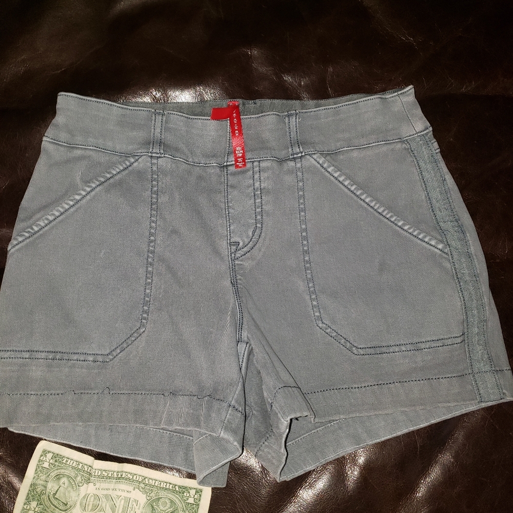 SPANX Slate Blue High-Waist Pull-On Shorts